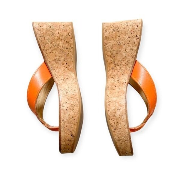 K JACQUES Diorite Wedge Thong Sandals, Orange, Size 38EU - Picture 7 of 13